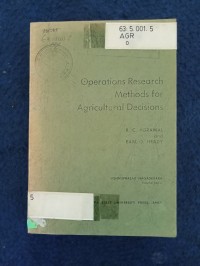 Image of OPERATION RESEATCH METHODS FOR AGRICULTURAL DECISIONS