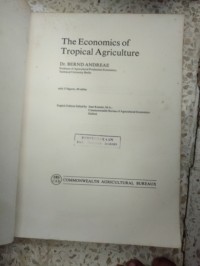 Image of The economics off Tropical agriculture