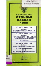 Image of UNDANG-UNDANG OTONOMI DAERAH 1999_001
